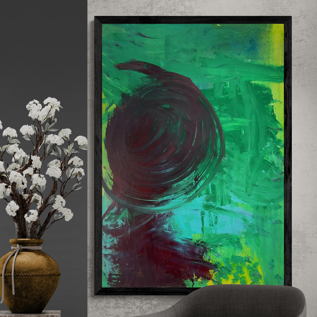 Framed Print: Human at the green Meadow